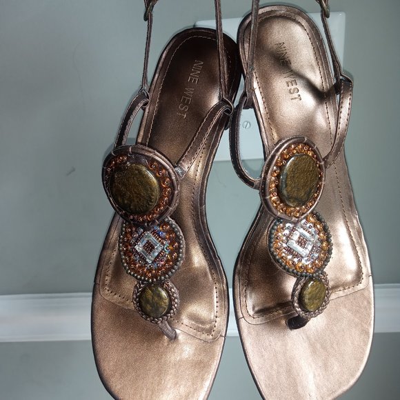 Nine West Bronze Stone Wedges - Picture 1 of 3